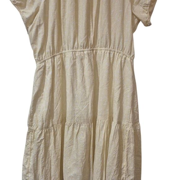 Free Assembly Women's Pale Yellow & White Cotton Tiered Scoop Neck Lined Peasant - Picture 9 of 13